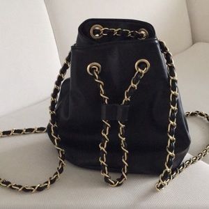 Black gold chain mini backpack